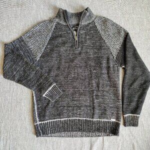JB Halt Men's Knit Sweater Size Medium Black Gray 1/4 Zip Pullover